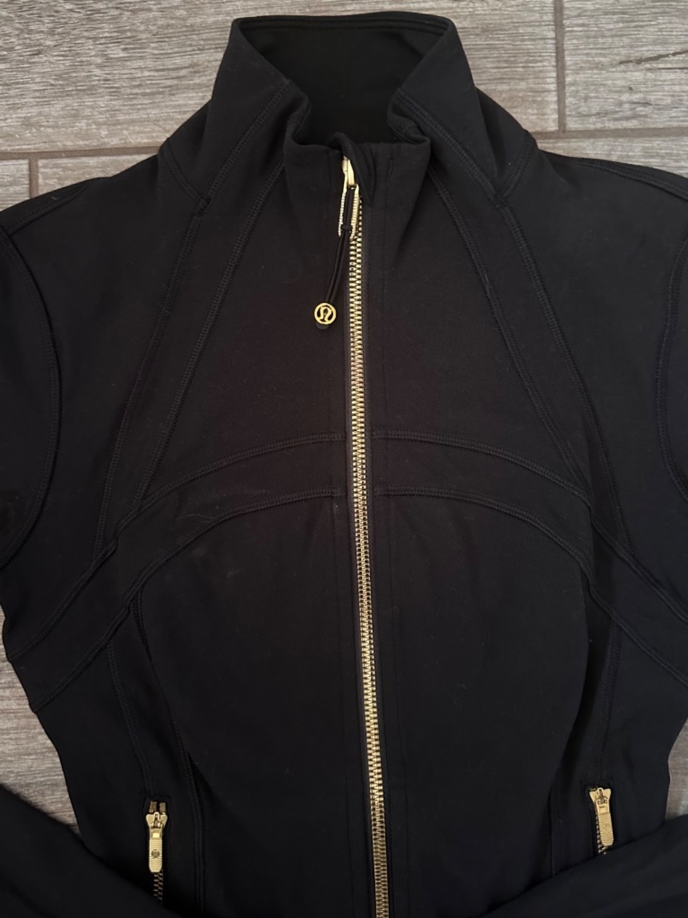 Lululemon Black with Gold Zipper Cropped Define Jacket - Picture 2 of 5